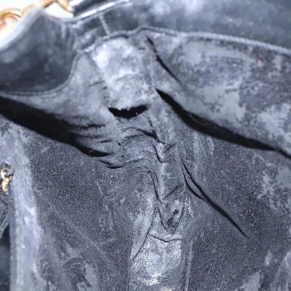 GUCCI Bamboo Hand Bag Leather 2way Black Gold Auth - Picture 12 of 16